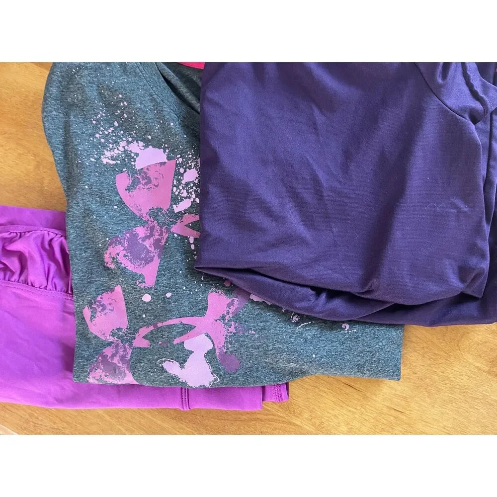 Lot 3 Workout Outfits 2 Tops 1 Nike Skort, Under Armour Purple & Gray Size M/L - Picture 3 of 13